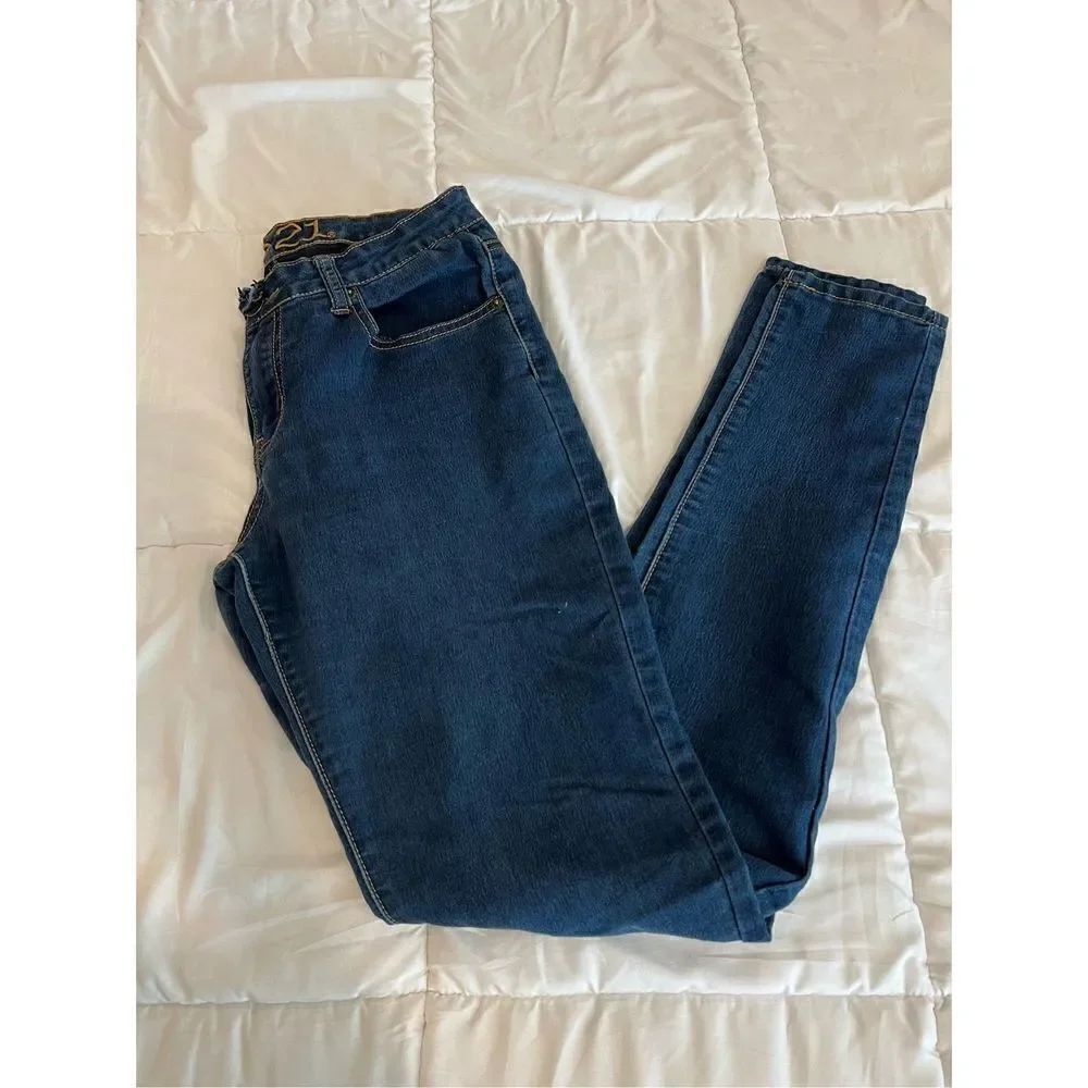 Rue 21 skinny blue jeans mid rise Jeggings size 7/8 long tall